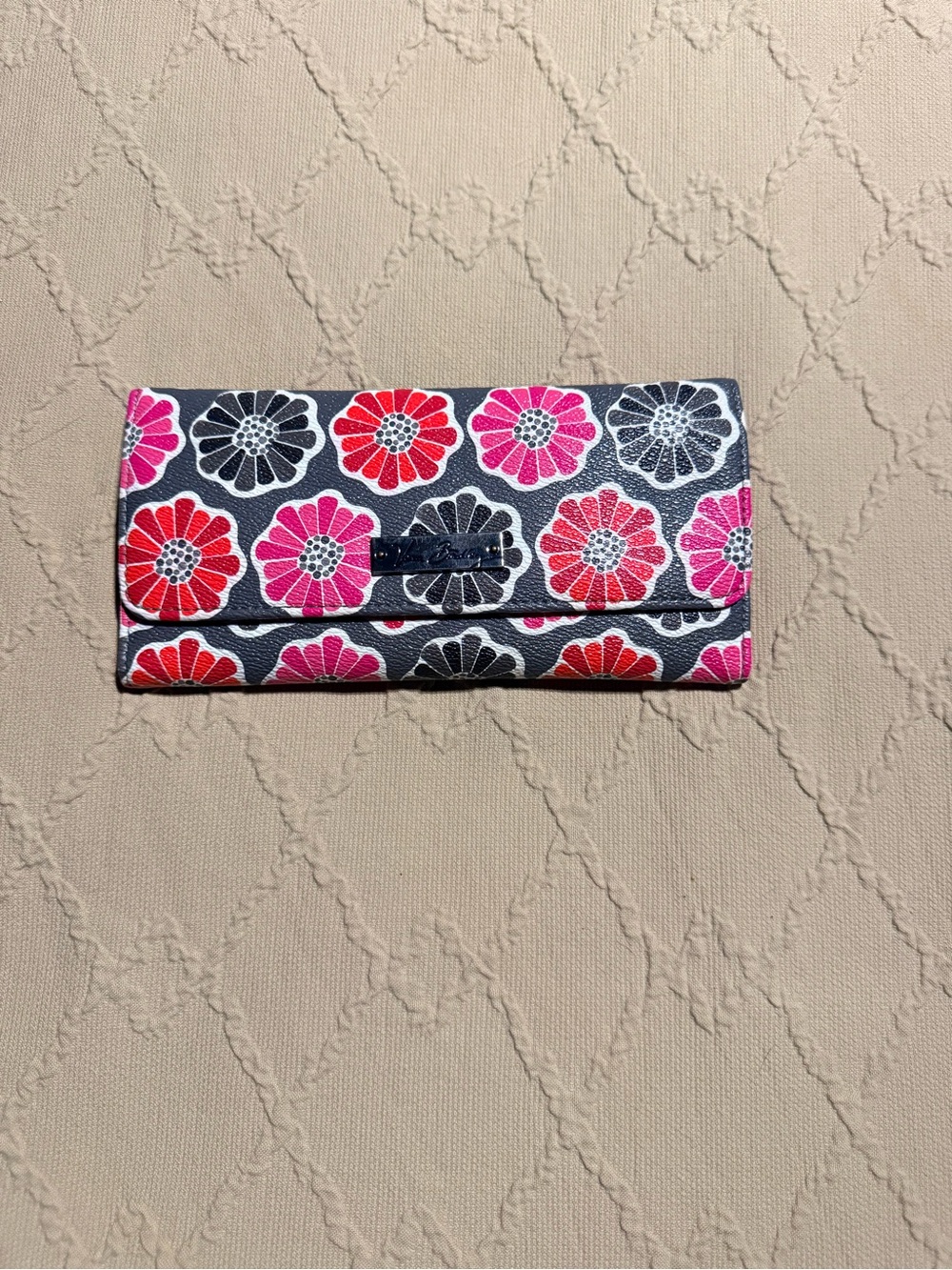 Vera Bradley Floral Fold-Over Wallet - Pink, Red, Black